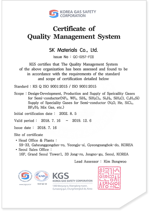 ISO 9001 Certificate of Quality Management System big size